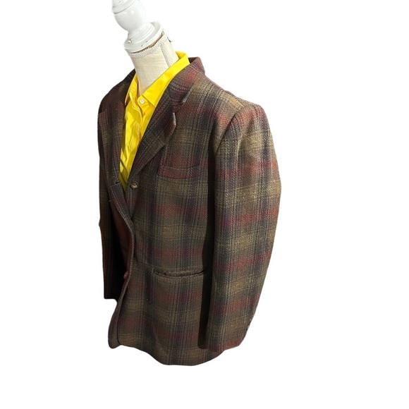 Vtg Eddie Bauer Earth-Toned 2 Button 100% Wool Tweed Blazer Sz LP Check Plaid - Picture 3 of 13